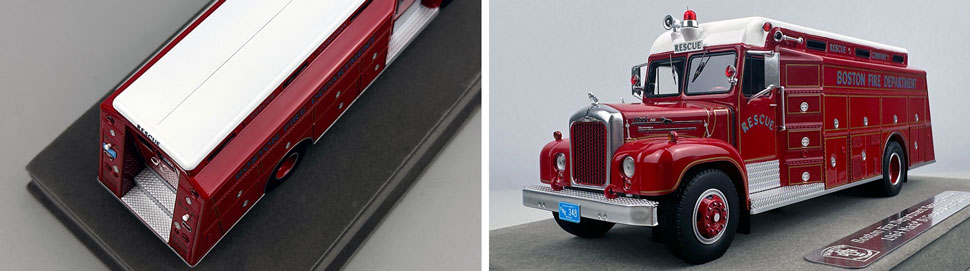 Closeup pictures 3-4 of the Boston Fire Department 1964 Mack B/Gerstenslager Rescue Company scale model