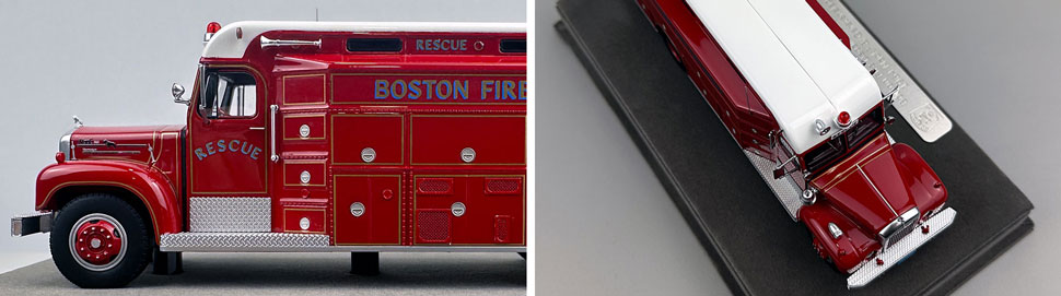 Closeup pictures 5-6 of the Boston Fire Department 1964 Mack B/Gerstenslager Rescue Company scale model