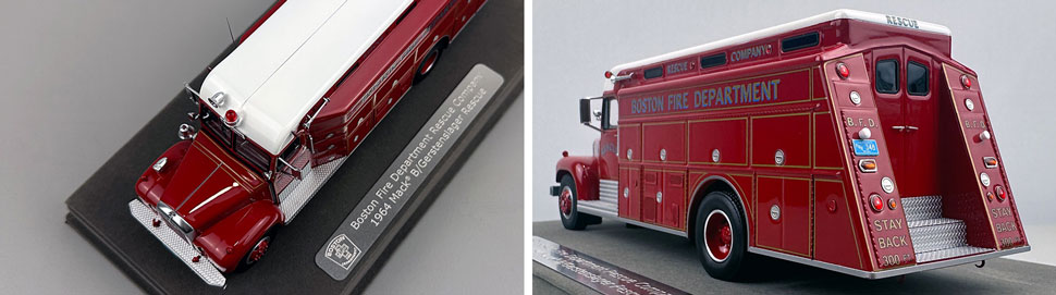 Closeup pictures 7-8 of the Boston Fire Department 1964 Mack B/Gerstenslager Rescue Company scale model