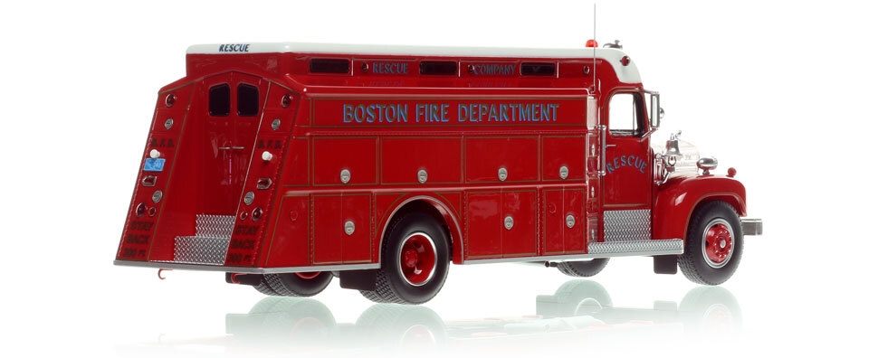 The first museum grade scale model of the Boston Fire Department 1964 Mack B/Gerstenslager Rescue Company