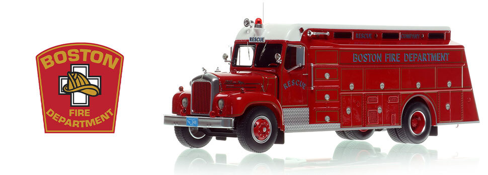 The first museum grade scale model of the Boston Fire Department 1964 Mack B/Gerstenslager Rescue Company