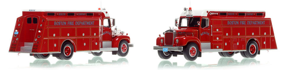 The first museum grade scale model of the Boston Fire Department 1964 Mack B/Gerstenslager Rescue Company