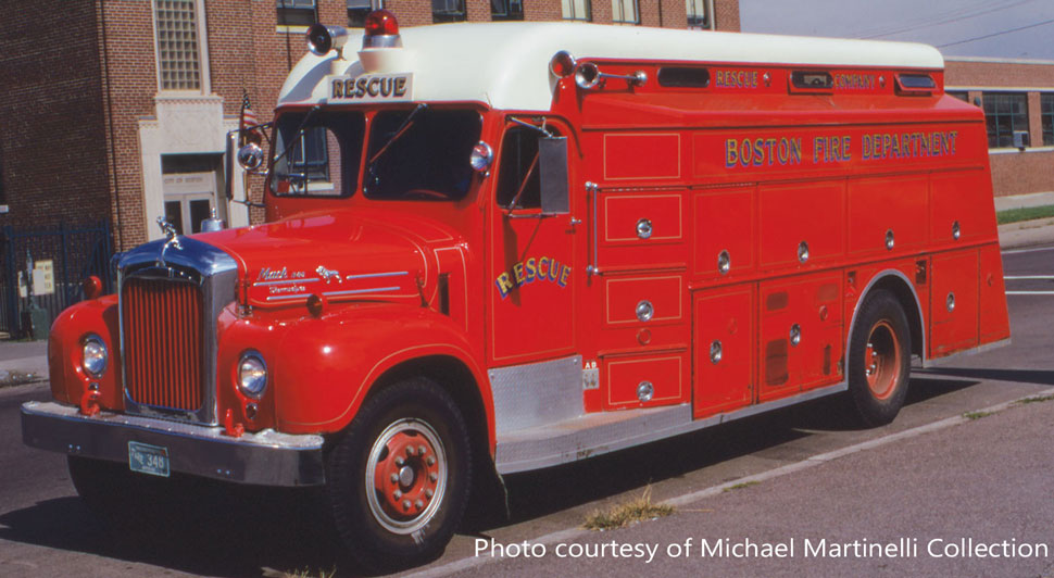 Boston Fire Department 1964 Mack B/Gerstenslager Rescue Company courtesy of the Michael Martinelli Collection