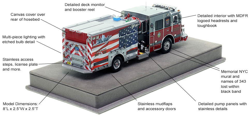 Specs and Features of the Miami-Dade Sutphen Engine 3 scale model