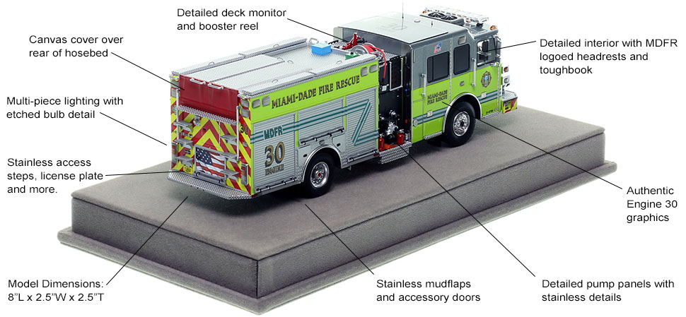 Specs and Features of the Miami-Dade Sutphen Engine 30 scale model