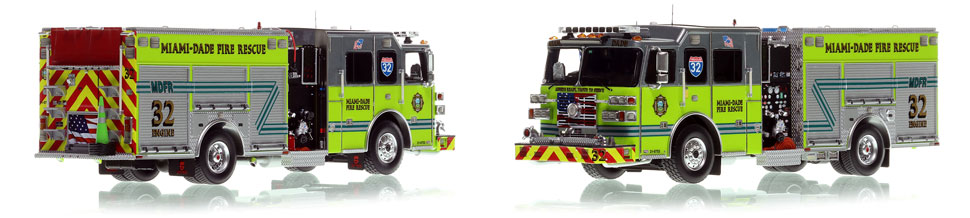 Miami-Dade Sutphen Engine 32 scale model is hand-crafted and intricately detailed.