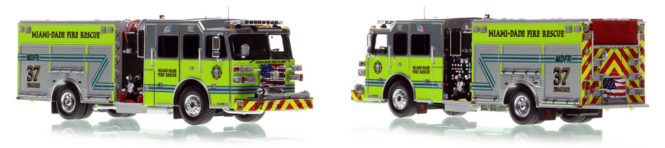 Miami-Dade Sutphen Engine 37 scale model is hand-crafted and intricately detailed.