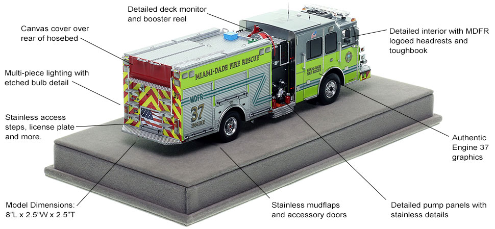 Specs and Features of the Miami-Dade Sutphen Engine 37 scale model