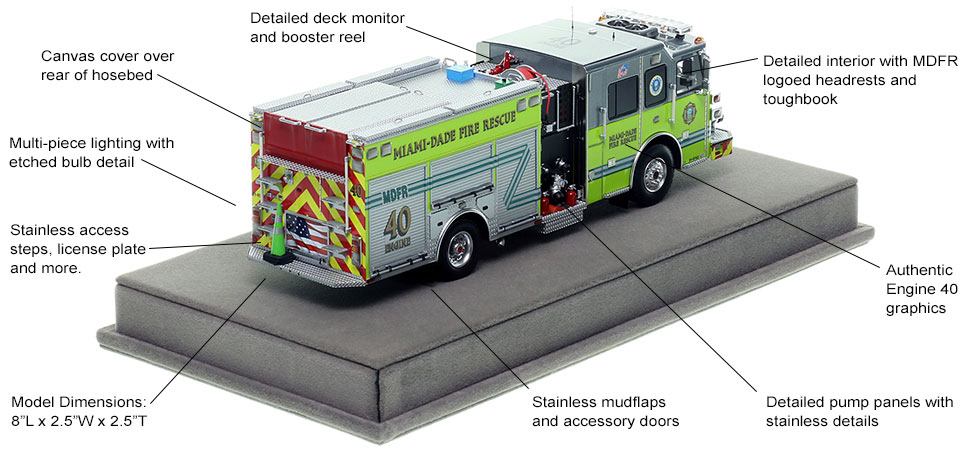 Specs and Features of the Miami-Dade Sutphen Engine 40 scale model