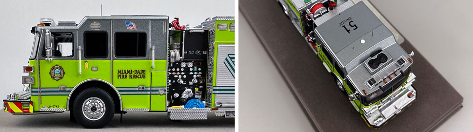 Closeup pictures 5-6 of the Miami-Dade Sutphen Engine 51 scale model