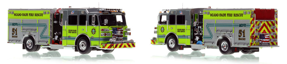 Miami-Dade Sutphen Engine 51 scale model is hand-crafted and intricately detailed.