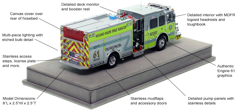 Specs and Features of the Miami-Dade Sutphen Engine 61 scale model