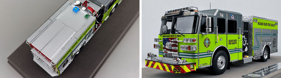 Closeup pictures 3-4 of the Miami-Dade Sutphen Engine 63 scale model