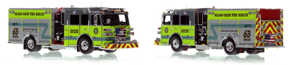 Miami-Dade Sutphen Engine 63 scale model is hand-crafted and intricately detailed.