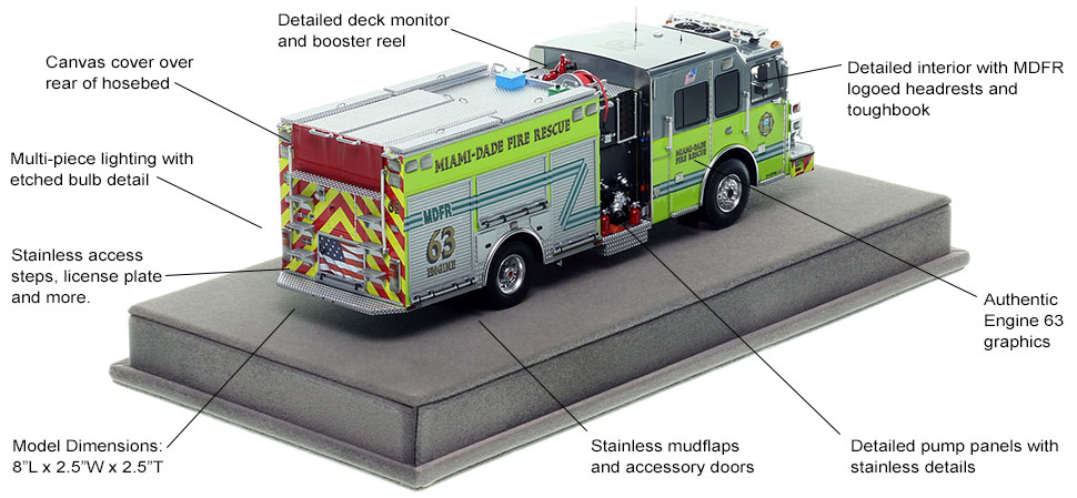 Specs and Features of the Miami-Dade Sutphen Engine 63 scale model