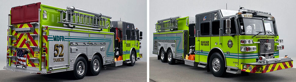 Closeup pictures 11-12 of the Miami-Dade Sutphen Tanker 52 scale model