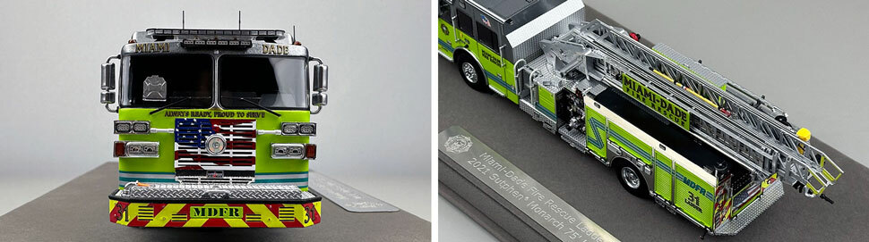 Closeup pictures 1-2 of the Miami-Dade Sutphen Ladder 31 scale model