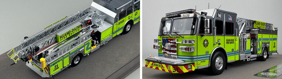 Closeup pictures 3-4 of the Miami-Dade Sutphen Ladder 31 scale model