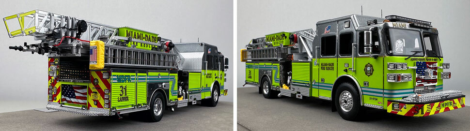 Closeup pictures 11-12 of the Miami-Dade Sutphen Ladder 31 scale model
