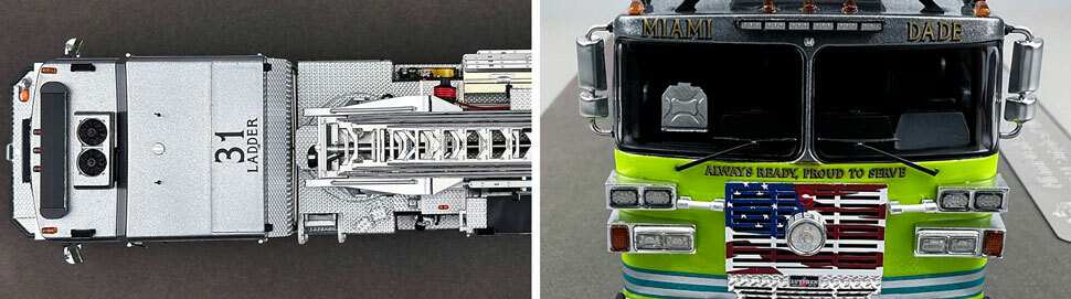 Closeup pictures 13-14 of the Miami-Dade Sutphen Ladder 31 scale model