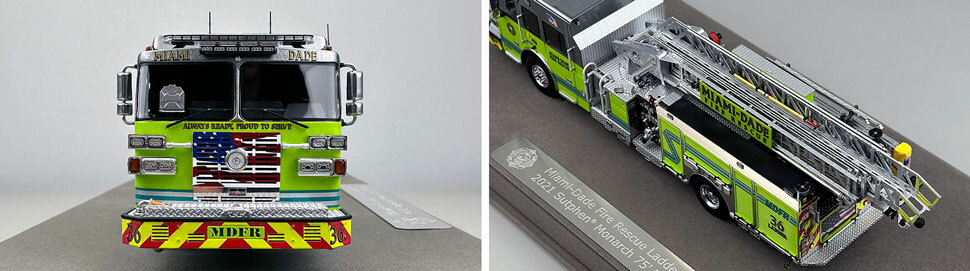 Closeup pictures 1-2 of the Miami-Dade Sutphen Ladder 36 scale model