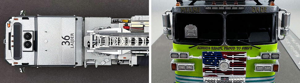 Closeup pictures 13-14 of the Miami-Dade Sutphen Ladder 36 scale model