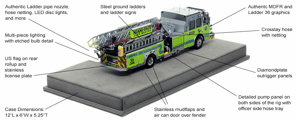 Specs and Features of the Miami-Dade Sutphen Ladder 36 scale model