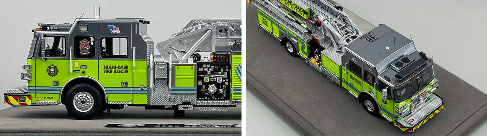 Closeup pictures 5-6 of the Miami-Dade Sutphen Ladder 38 scale model