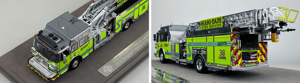 Closeup pictures 7-8 of the Miami-Dade Sutphen Ladder 38 scale model