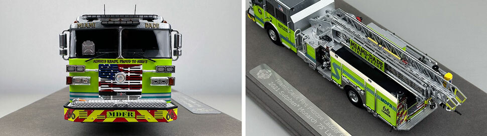 Closeup pictures 1-2 of the Miami-Dade Sutphen Ladder 66 scale model