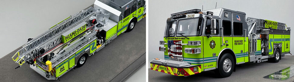 Closeup pictures 3-4 of the Miami-Dade Sutphen Ladder 66 scale model