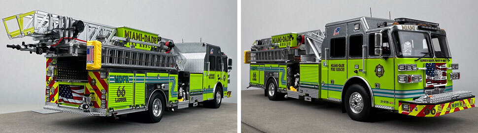 Closeup pictures 11-12 of the Miami-Dade Sutphen Ladder 66 scale model