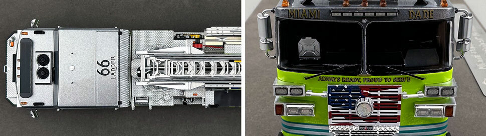 Closeup pictures 13-14 of the Miami-Dade Sutphen Ladder 66 scale model