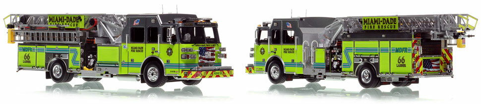 Miami-Dade Sutphen Ladder 66 scale model is hand-crafted and intricately detailed.