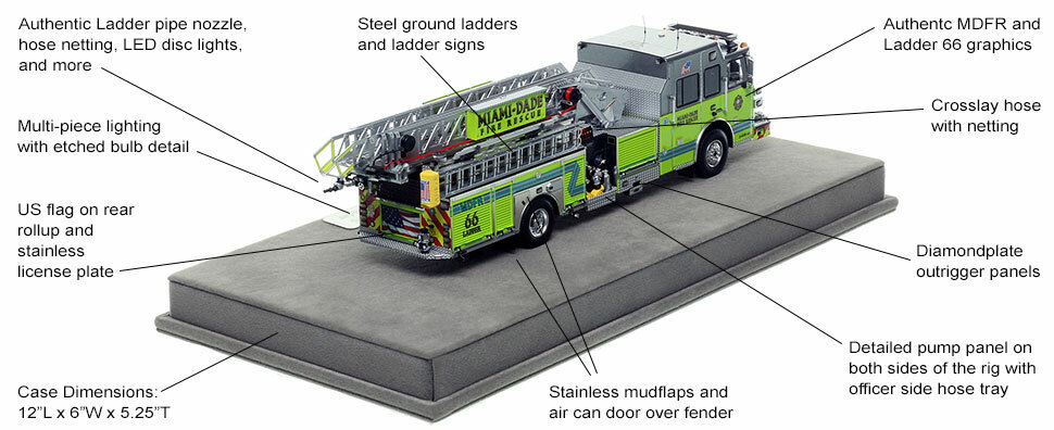 Specs and Features of the Miami-Dade Sutphen Ladder 66 scale model