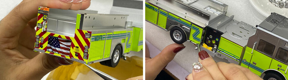 Assembly pictures 3-4 of the Miami-Dade Fire Rescue Sutphen Ladder scale model