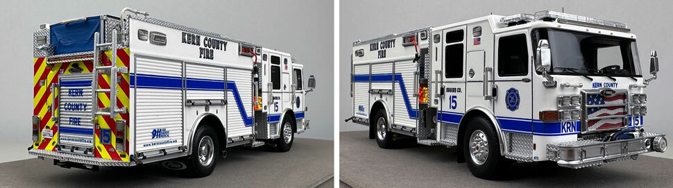 Closeup pictures 11-12 of the Kern County Fire Department Pierce Enforcer Engine 15 scale model