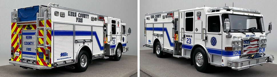 Closeup pictures 11-12 of the Kern County Fire Department Pierce Enforcer Engine 23 scale model