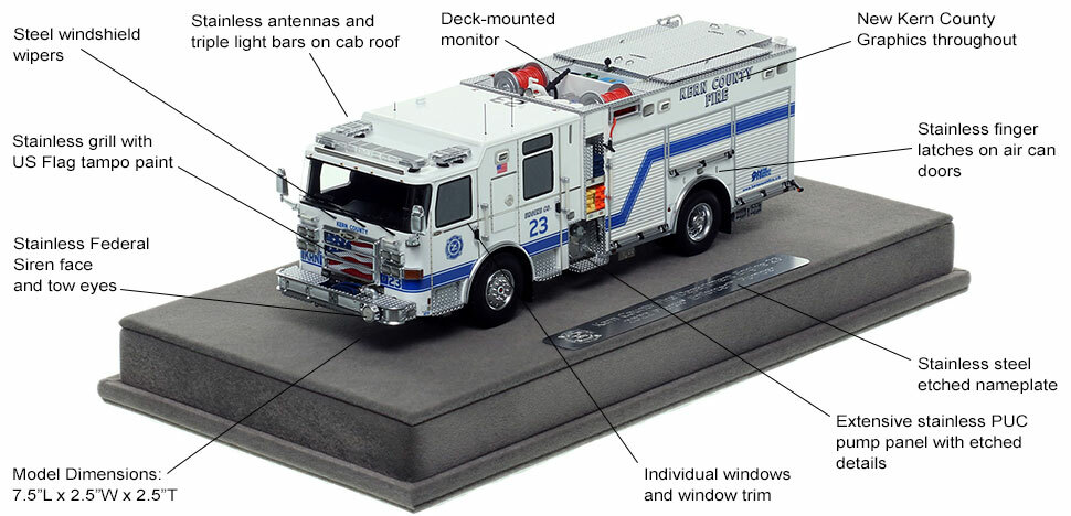 Features and Specs of the Kern County Pierce Engine 23 scale model