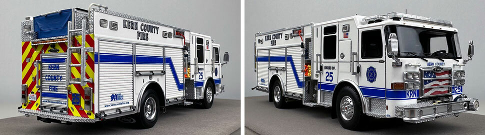 Closeup pictures 11-12 of the Kern County Fire Department Pierce Enforcer Engine 25 scale model