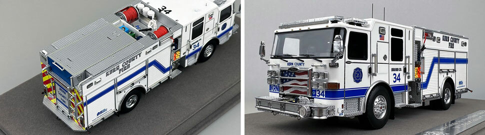 Closeup pictures 3-4 of the Kern County Fire Department Pierce Enforcer Engine 34 scale model