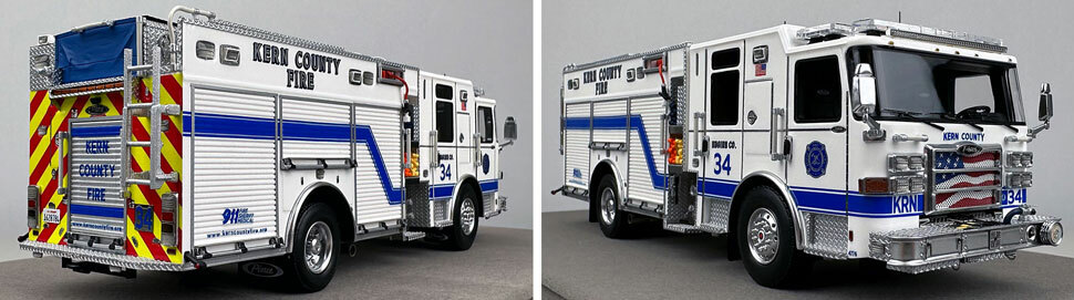 Closeup pictures 11-12 of the Kern County Fire Department Pierce Enforcer Engine 34 scale model