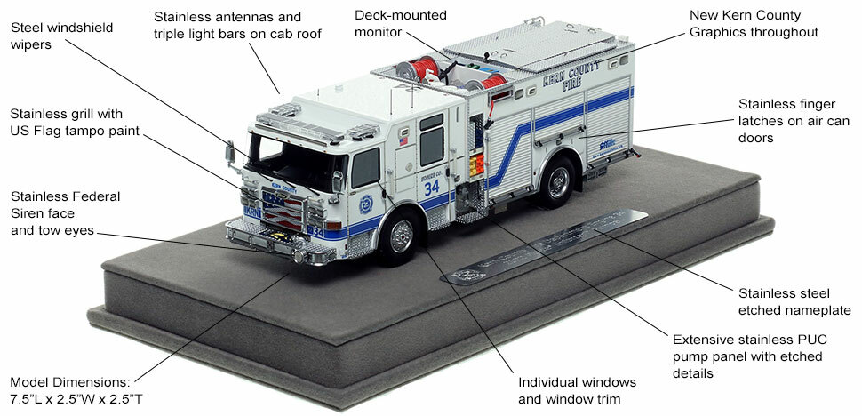 Features and Specs of the Kern County Pierce Engine 34 scale model