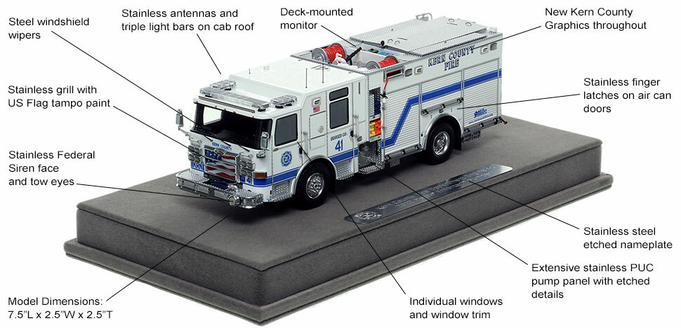 Features and Specs of the Kern County Pierce Engine 41 scale model