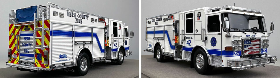 Closeup pictures 11-12 of the Kern County Fire Department Pierce Enforcer Engine 42 scale model