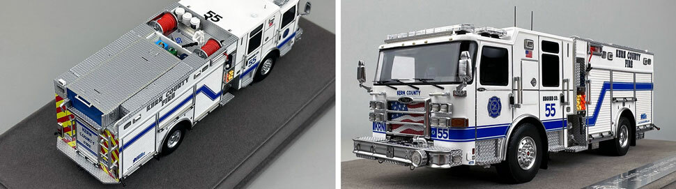 Closeup pictures 3-4 of the Kern County Fire Department Pierce Enforcer Engine 55 scale model