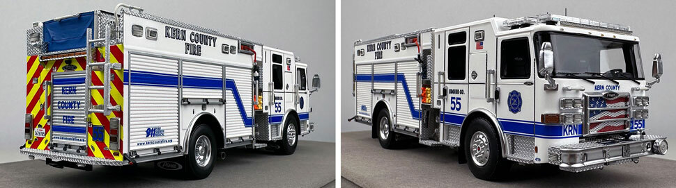 Closeup pictures 11-12 of the Kern County Fire Department Pierce Enforcer Engine 55 scale model