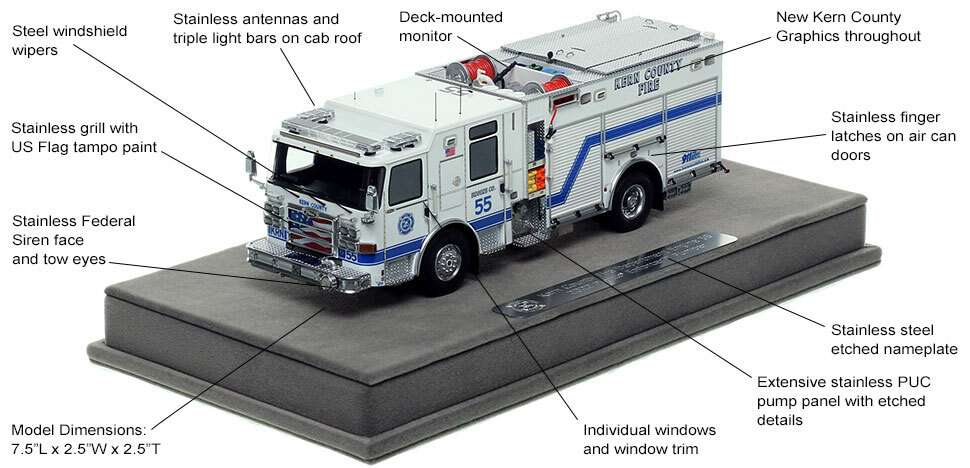 Features and Specs of the Kern County Pierce Engine 55 scale model