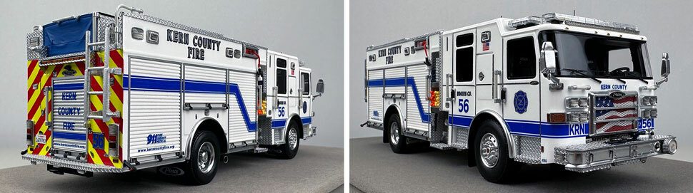 Closeup pictures 11-12 of the Kern County Fire Department Pierce Enforcer Engine 56 scale model