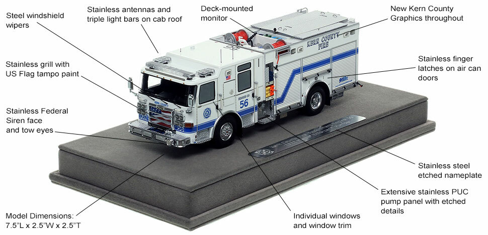 Features and Specs of the Kern County Pierce Engine 56 scale model
